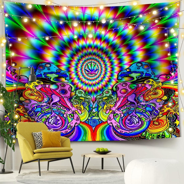 CDQ Färgglad psykedelisk gobeläng, hängande tyg, hängande bild, digitaltryck, hängande tyg, dekorativ duk - 150 * 130, slipad ullduk
