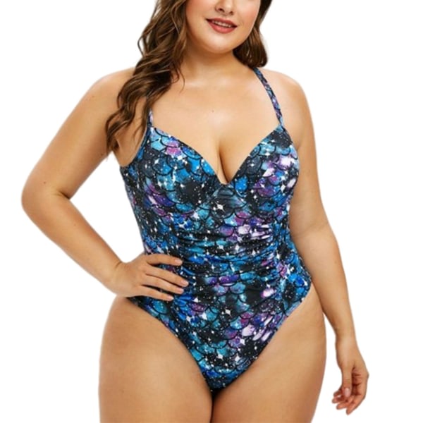 Dambaddräkter Baddräkt Bikinibaddräkt dam Sexig baddräkt Dambandage Wimsuit Färgmatchning Tankinibaddräkter for women Blue XXXXL