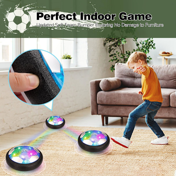 LED Hover Fotball, Gutter Leker Oppladbar Hover Fotball Ball Innendørs, Luftflytende Hover Kickerball med Lys og Skumbuffer