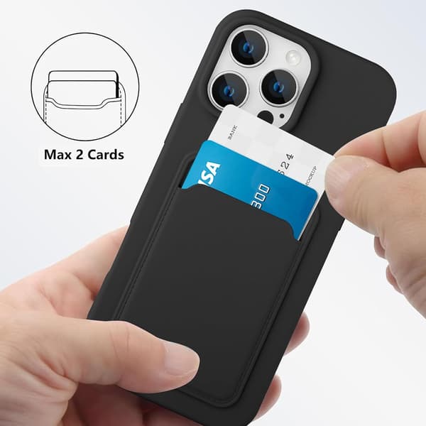 Svart kortfack skal iPhone 15 Pro/Pro Max/Plus - Svart IPHONE 15