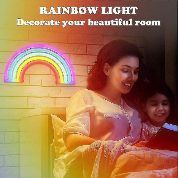 Rainbow Nattlampa För Barn Present Led Regnbåge Neonskyltar Regnbågslampa För Väggdekor Sovrumsdekorationer Hemtillbehör Fest Semesterdekor Batteri