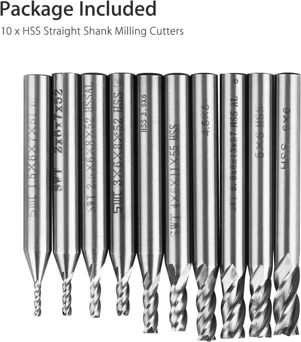 High-Quality HSS Milling Cutters, 10 Pcs Different Sizes For CNC Machine, Engraving And Milling, Including High Machining
