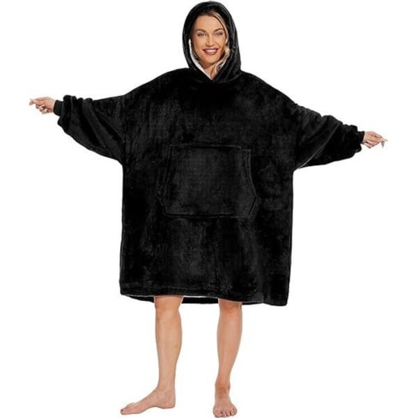 Oversized hettegenser Pullover Rutig Fleece Varm Sherpa filt med ermer og lomme, One Size for voksne, kvinner, menn, tenåringer