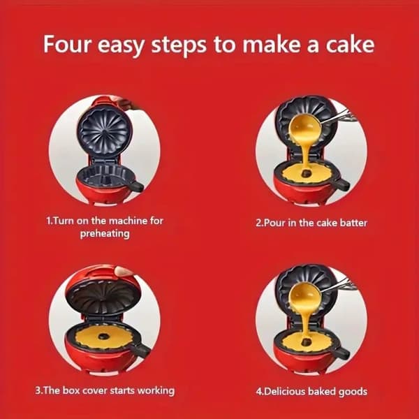 Mini Bakemaskin / Kakemaskin – Multifunksjonell Rask Oppvarming, Non-stick – Perfekt for Kaker, Brød_TF_TF