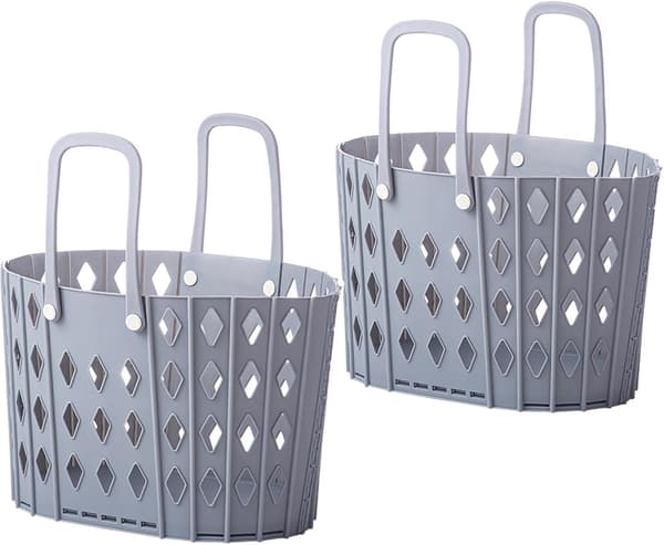 Plastic Laundry Basket, Collapsible Laundry Basket with Handles (2 Pcs Grey)