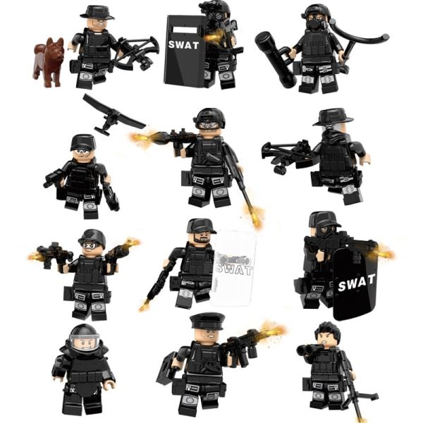 SWAT Team Special Forces Vapen Barn Pussel DIY Pussel Block Leksak (24-pack)