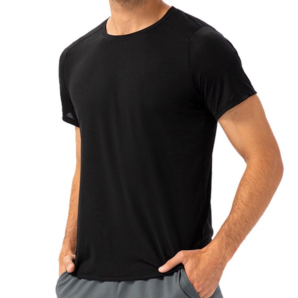 Träningströja för män för män Snabbtorkande T-shirts -svart XXL CDQ
