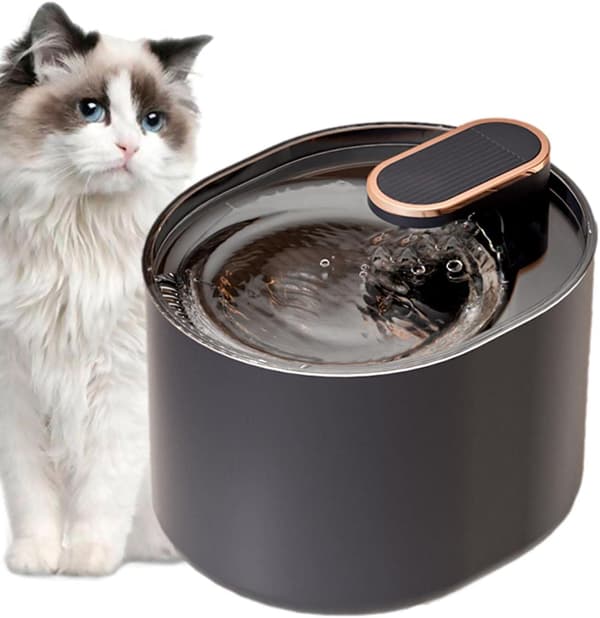 Kattfontän Vattendispenser för Katter, Ultratyst Justerbar Vattenflödesinställningar och Tertiärfiltrering