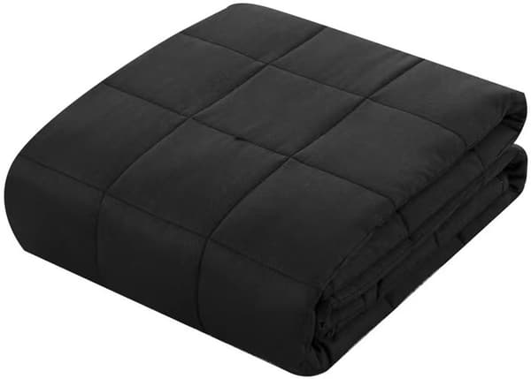 Vægtdyne 9 kg, 150x200 cm Åndbar Polyester Tung Dyne til Dyb Søvn og Afslapning, Sort, til Enkeltseng eller Sofa
