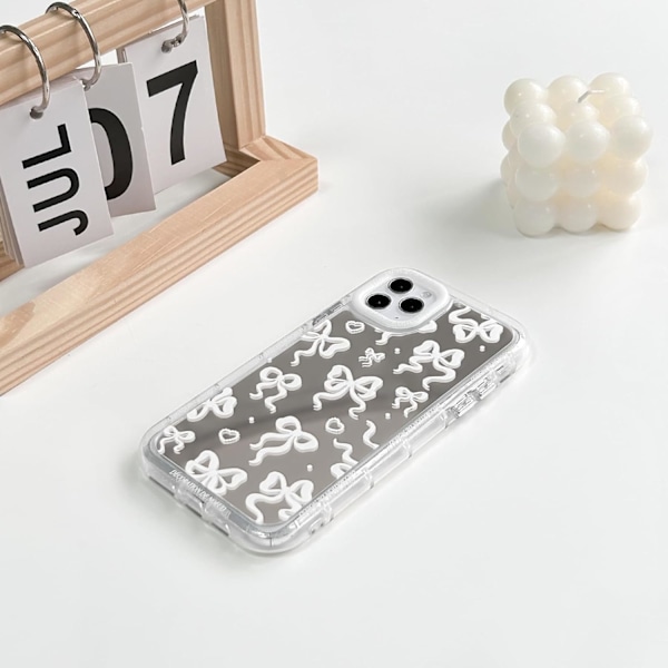 Compatible with iPhone 11 Pro Max Case Cute Mirror Bowknot Love Heart Pattern for Girls Ribbon Design Shockproof Protective Phone iPhone 11 Pro Max