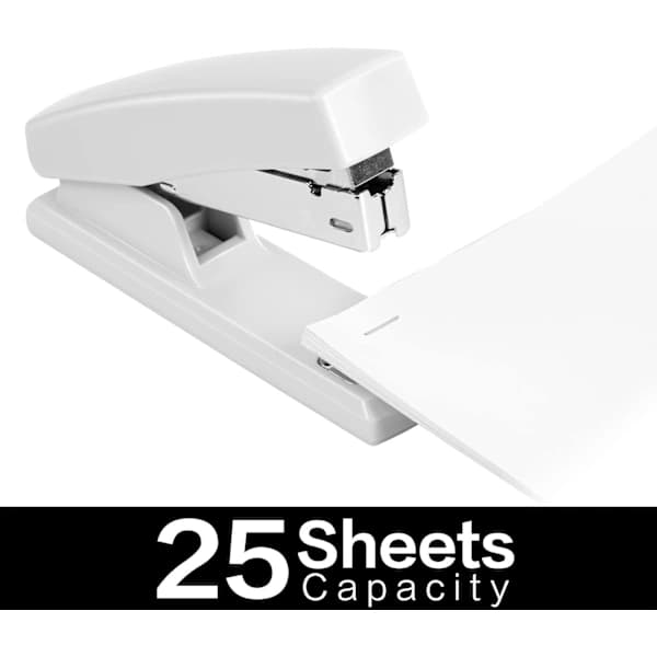 Stapler, Desktop Stapler, Office Stapler, 25 Sheet Capacity, White