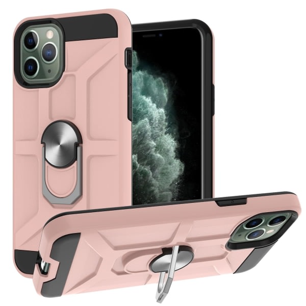 Case for Iphone 11 Pro Max 6,5 tumm roterande ring Kickställ Hockproof stötskydd - rosa null none