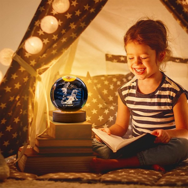 CDQ Kristallkula nattlampa för barn med varm LED-ljusbas och Pisces