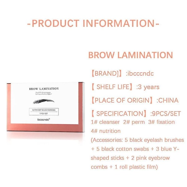 9-delt Perm Ögonbryn Set Brow Lift Laminering Makeup