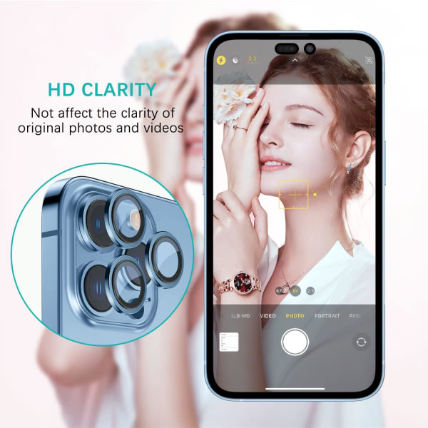 Bakre kameraskydd Kompatibel med iPhone 14 Pro/14 Pro Max, HD Anti-skrapa härdat glas Mobiltelefonlinsskydd, lins CDQ