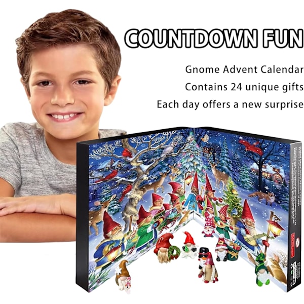 2024 Julemandsnisse Adventskalender med 24 Styk Nissefigurer til Samling, Juletema 24 Dages Nedtælling Blind Box (ysj)