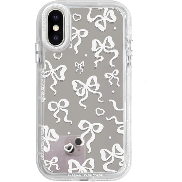 Kompatibelt med iPhone X/XS Skal Sött Spegel Rosett Kärlek Hjärta Mönster för Kvinnor Flickor Band Design Stöttåligt Skyddande Telefonskal iPhone X/XS