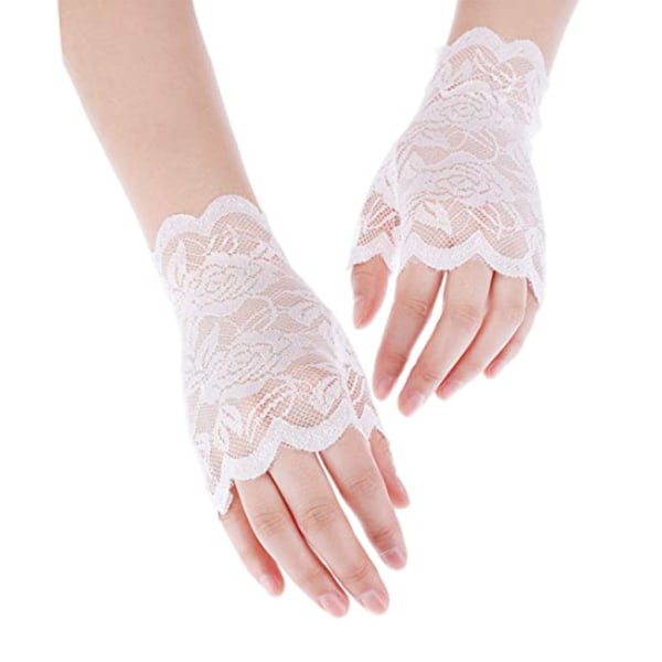 2 par spetshandskar, fingerlösa handskar i blomspets for women,