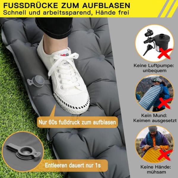 Breathable Comfortable Inflatable Sleeping Pad, Rapid Deflation Feature and Ultralight Compact Portable Sleeping Mat for Hiking and Traveling
