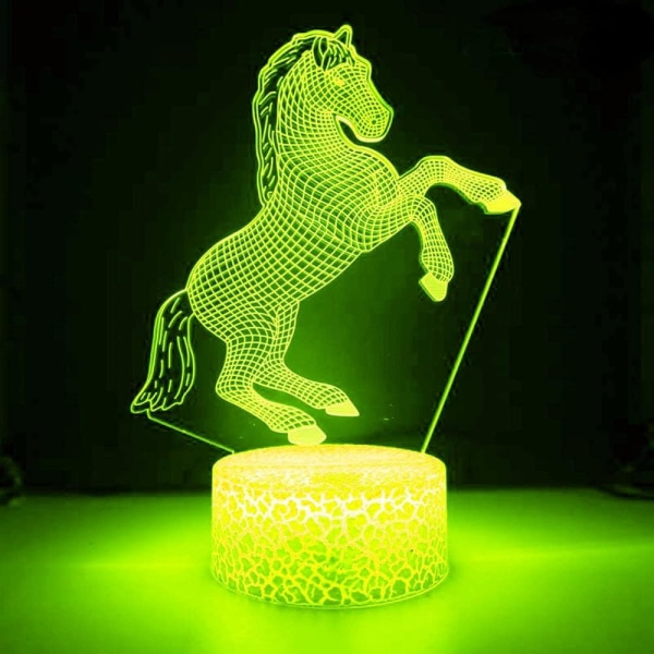 3D Hest Natlampe Bord Skrivebord Optisk Illusion Lamper 16 Farveskiftende Lamper LED Bordlampe Julegave Hjem Kærlighed Fødselsdag