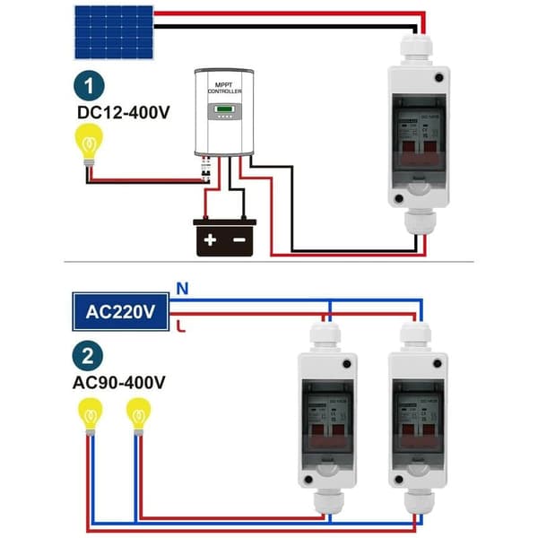 Solcellsbrytare, DC miniatyrbrytare säkerställer pålitlig effektkontroll för solsystem, 2P 1000V 50A med hög brytförmåga