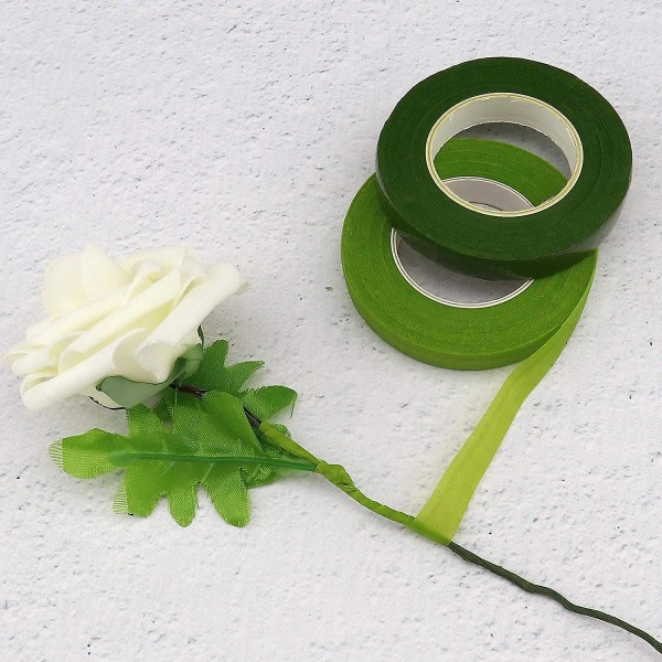 Blomsterhandler Florist Stam Tejp Wrap Kit Bred Buketter Blomster Fremstilling Lim Håndværk Blomsterhandler Håndværk Projekt Dekorationer (12stk, Mørkegrøn X3 + Mellem Grøn X3 + Lysegrøn X3 + Kaffe X3)