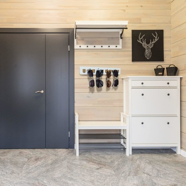 Vægmonteret Organizer Opbevaringsvæg, Solbrillerholder Opbevaringstaske med 9 Kulæderremme til Brilledisplay, Soveværelse og Garderobe (Hvid)