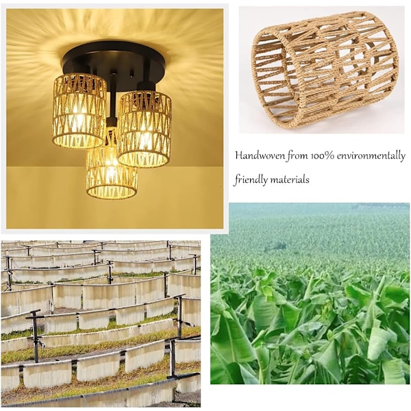2x Boho Rotting Lampskärm Hängande Lampa Golvlampa Papper Lampskärm