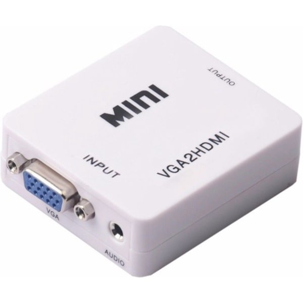 HDMI til VGA + 3,5 mm Jack-omformer / hvit