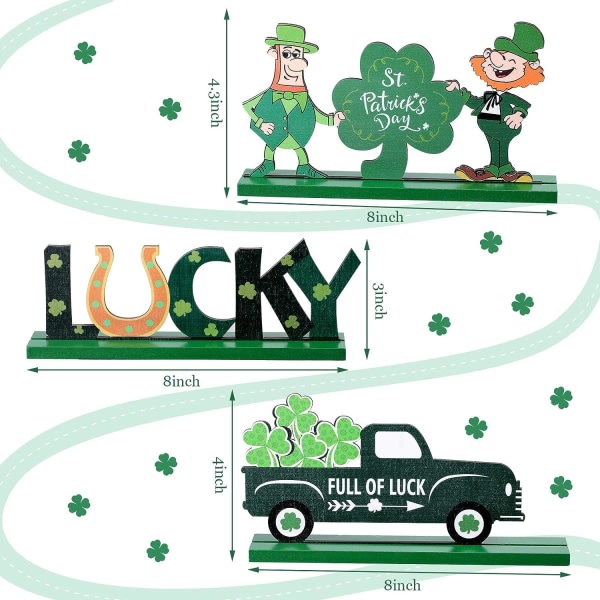 CDQ 3 st St. Patrick's Day bordsskyltdekorationer för St. Patrick's Day bord hemmafest