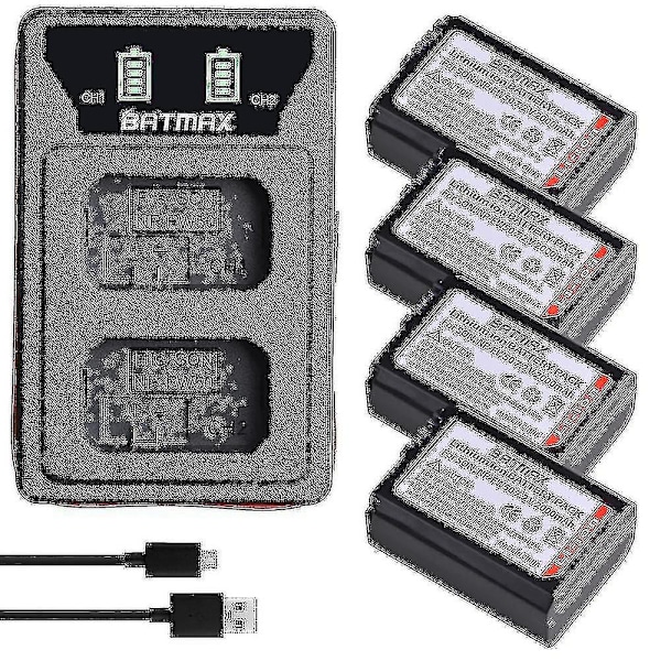 Laddare 4X 2000mAh NP-FW50 NP FW50 Batteri + LED USB Dubbelladdare För Sony A6000 A6400 A6300 A6500 A-YuJia