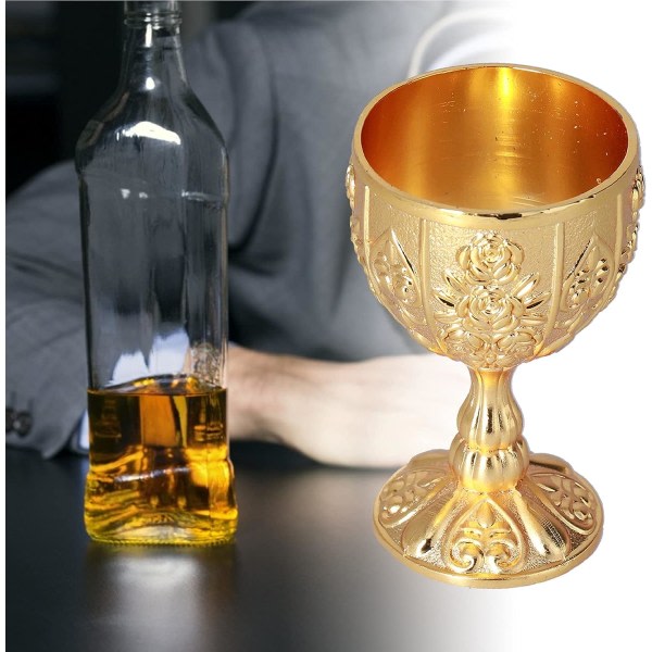 CDQ 2 stk. Royal Chalice præg cup, vintage håndlavet bæger bæger med mønster (græskar guld) guld