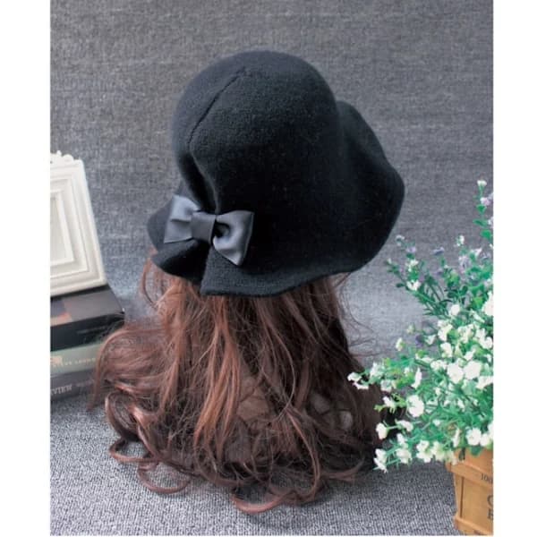 Uld Bucket Hatte Dame Bowler Hat SORT sort[XJ]_tfrf