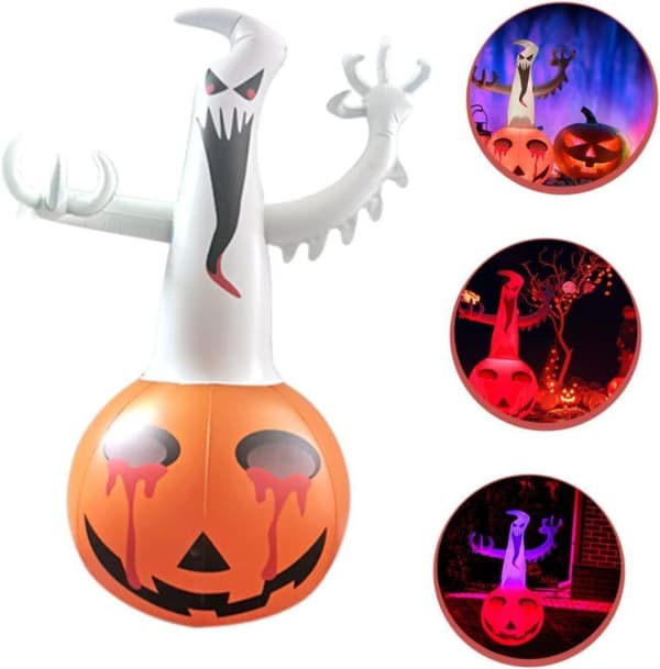 Oppusteligt Halloween-spøgelse med græskar og belysning - Udendørsdekoration_TF_TF