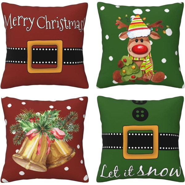 Överdrag 45,72 x 45,72 cm Röd Juldekoration Inomhus heminredning Överdrag 4 delar set för soffa