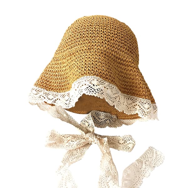 Fshion Dame Bandage Halmhat Foldbar Solbeskyttelse Casual Tilbehør (Khaki)