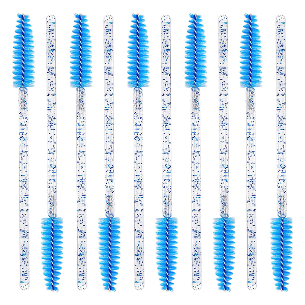 50-pakk engangs mascara-pinneapplikator Øgonbryn Stick Makeup Brush Set Ögonfransförlängningsverktøy (blå)