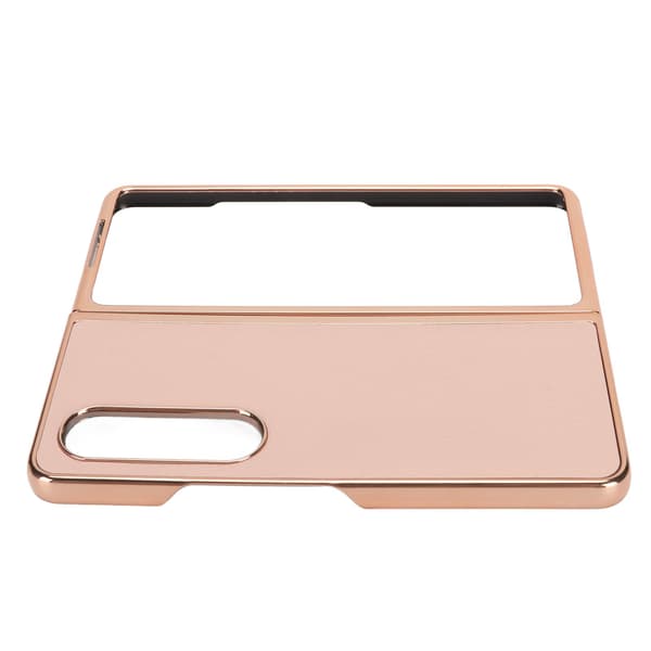 Phone Case Protective Cover for Samsung Galaxy Z Fold 4 Nano Plating Genuine Leather Scratch Resistant Pink