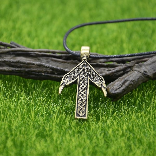 Viking Wolf Amulett Rune Fehu Norse Talisman Irish Knots Smycken Goth Men Halsband Style 5 Bronse