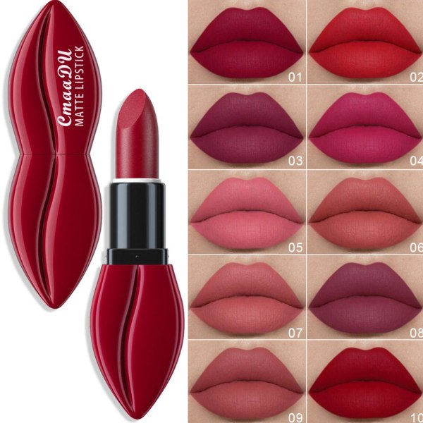 10 Färg Matt Lång Vattentät Split Velvet Girls Ladies Lip Mak 08 3.5g