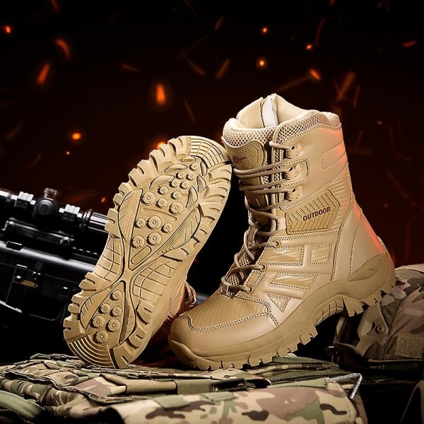 Herr Military Boot Combat Herr Boots Tacticalhane Shoes Work Safety Shoes Yj203 Beige 43