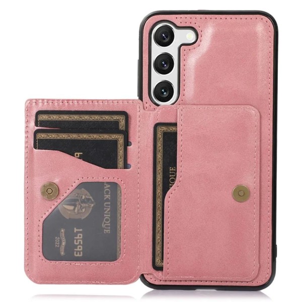 Galaxy S23 Mobildeksel Kortholder Kickstand Magnetisk - Roségull 50