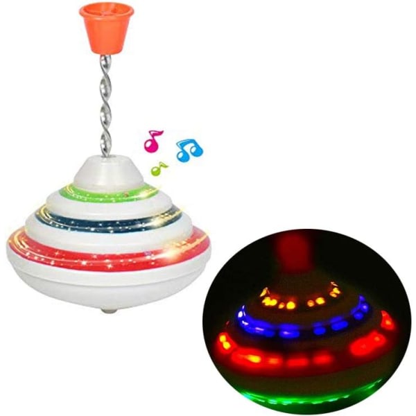 Push-Down Spinning Top Toys Present for barn med LED og musikk