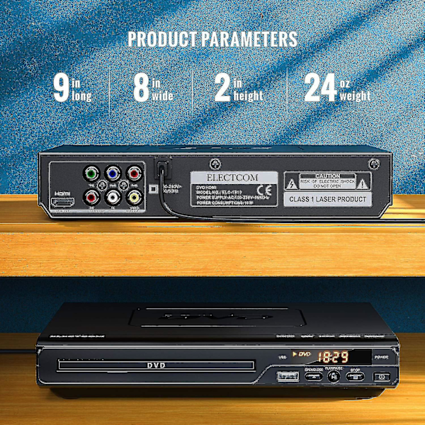 DVD Player for TV, Blu-ray DVD Player with Remote Control, HDMI Cable (Includes Cleaning Cloth) Wigslar