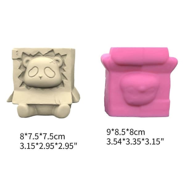DIY Vaseform Betonforme Blomsterpotter Silikoneforme Siddende Panda Formet_tfrf