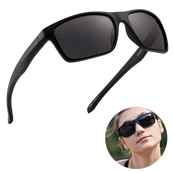 CDQ Premium polariserade solglasögon för män kvinnor Retro fyrkantig ram Grey