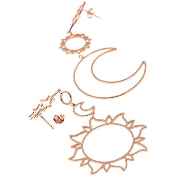 Heyone Boho Asymmetrisk Hollow Star Sun Moon Drop Hängande Dingle Örhänge för tjejer