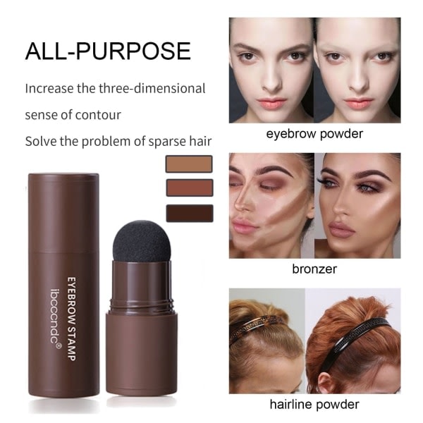 1 sæt perfekt One Step Eyebrow Stamp Stencil Kit Mørkebrun