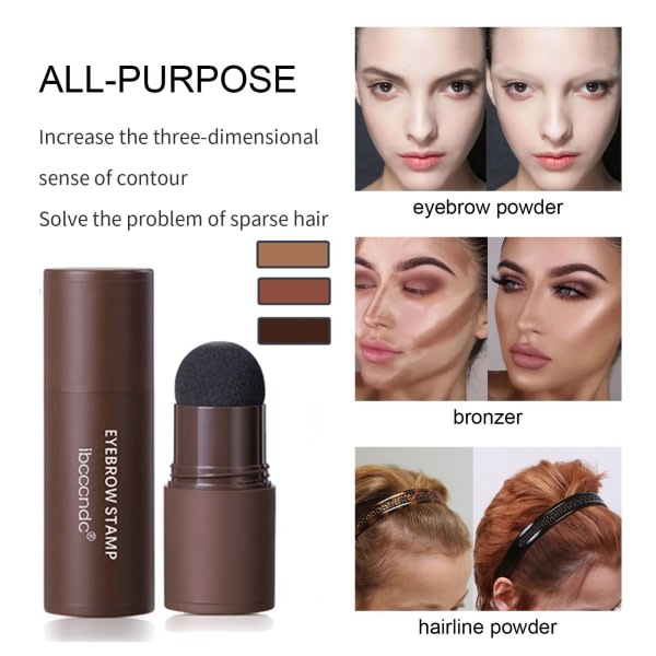 1 sett perfekt One Step Eyebrow Stamp Stencil Kit Mørk Brun