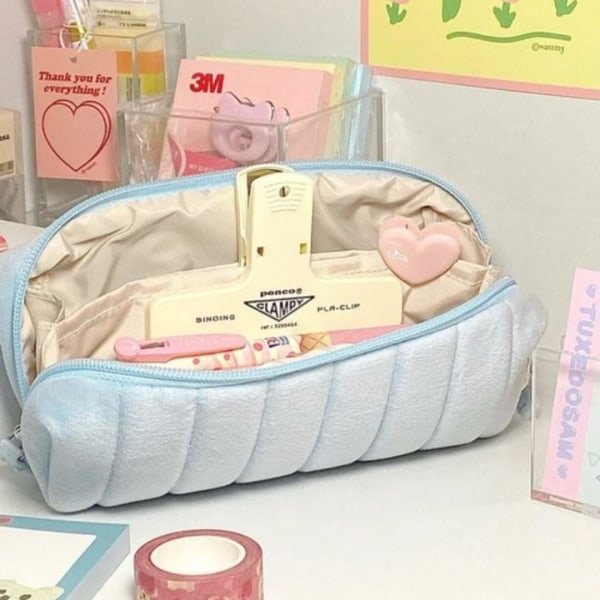 Heyone Kawaii Etui Æstetisk Etui Kawaii Stationær Kawaii Skoleartikler Sky Pennepose til Piger (Blå)